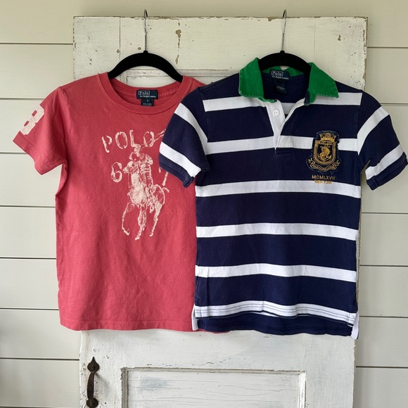 SET/2, POLO BY RALPH LAUREN, BOYS, SHORT SLEEVE SHIRTS. SIZE 7 - Picture 1 of 9